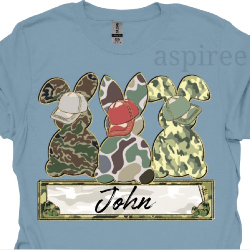 Easter Camo Bunny Hat/Bow Youth/Toddler Gildan T-shirt
